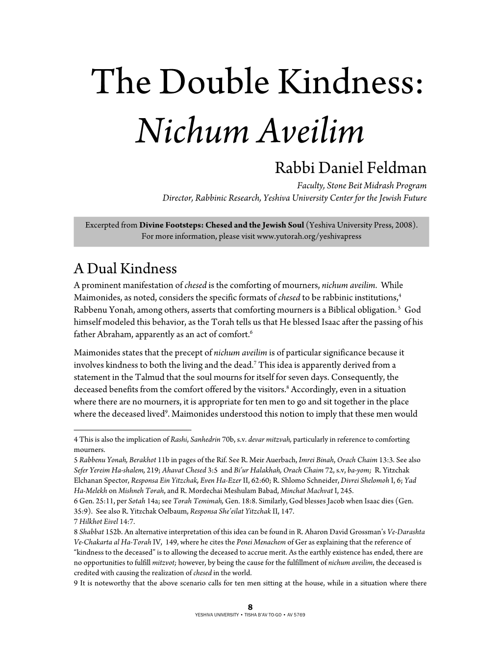 The Double Kindness: Nichum Aveilim