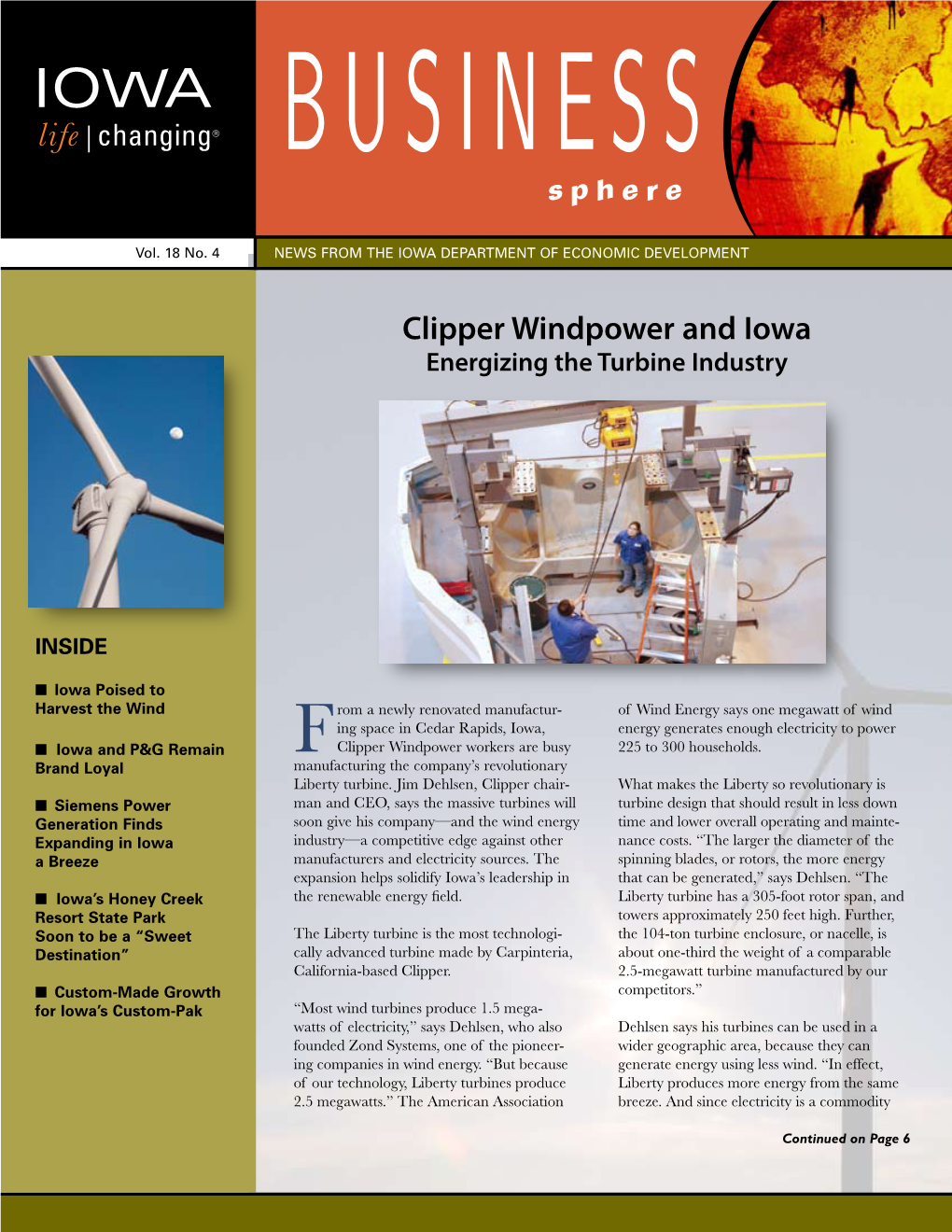 Clipper Windpower and Iowa Energizing the Turbine Industry