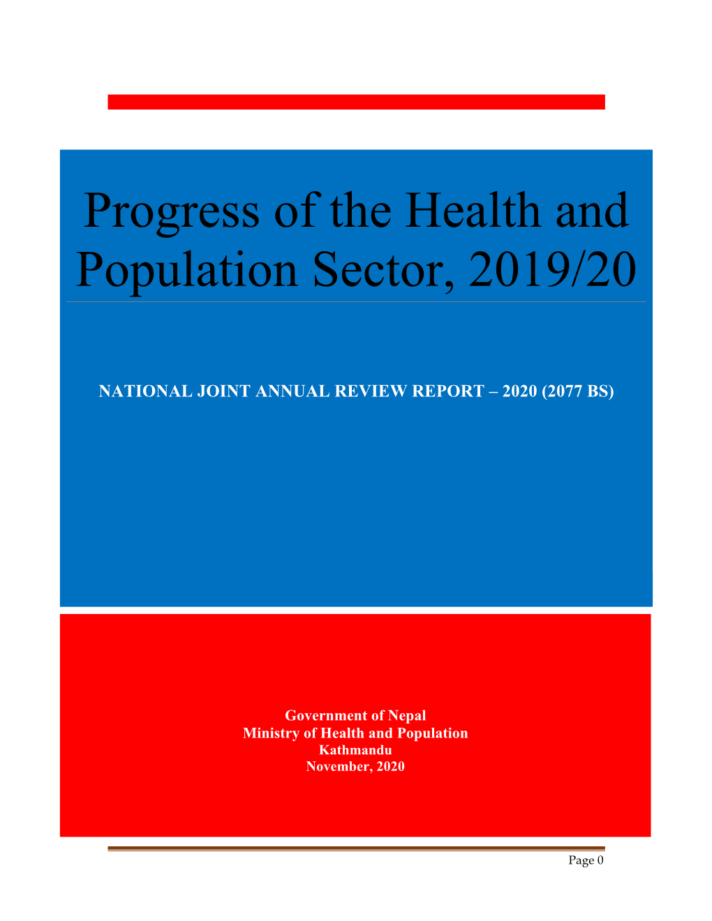 Progress of the Health and Population Sector, 2019/20