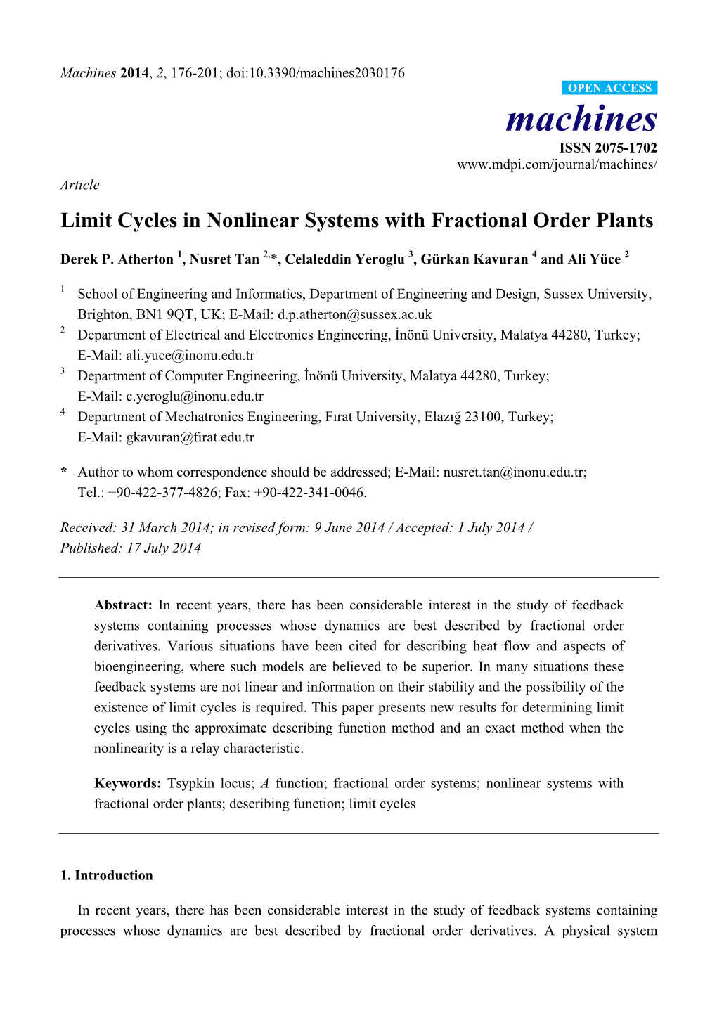 Limit Cycles in Nonlinear Systems with Fractional Order Plants