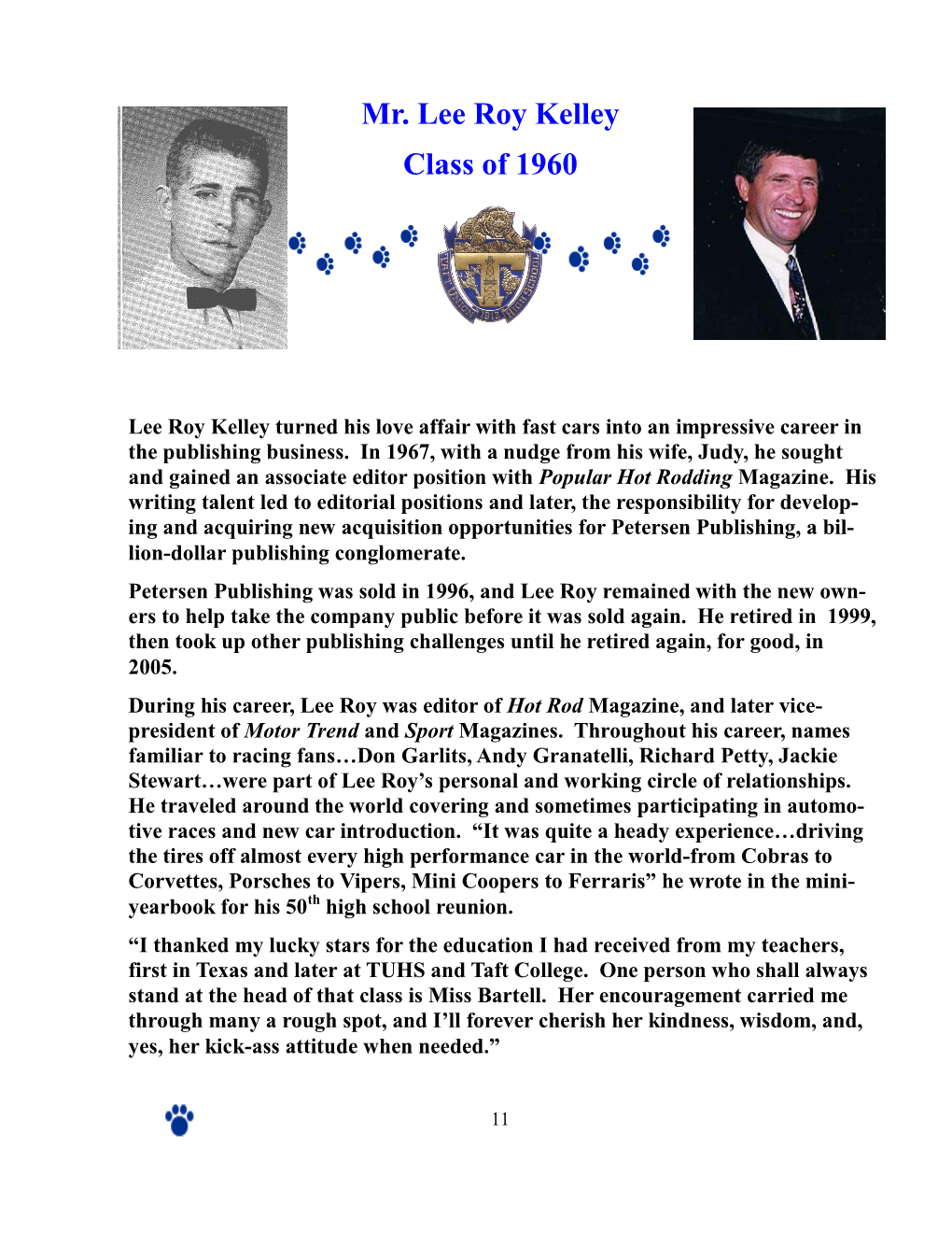 Mr. Lee Roy Kelley Class of 1960