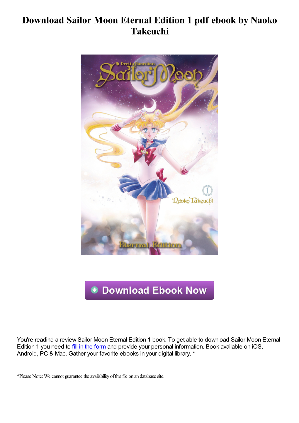 Download Sailor Moon Eternal Edition 1 Pdf Ebook by Naoko Takeuchi