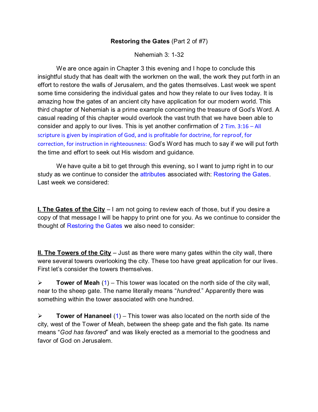 Restoring the Gates (Part 2 of #7) Nehemiah 3