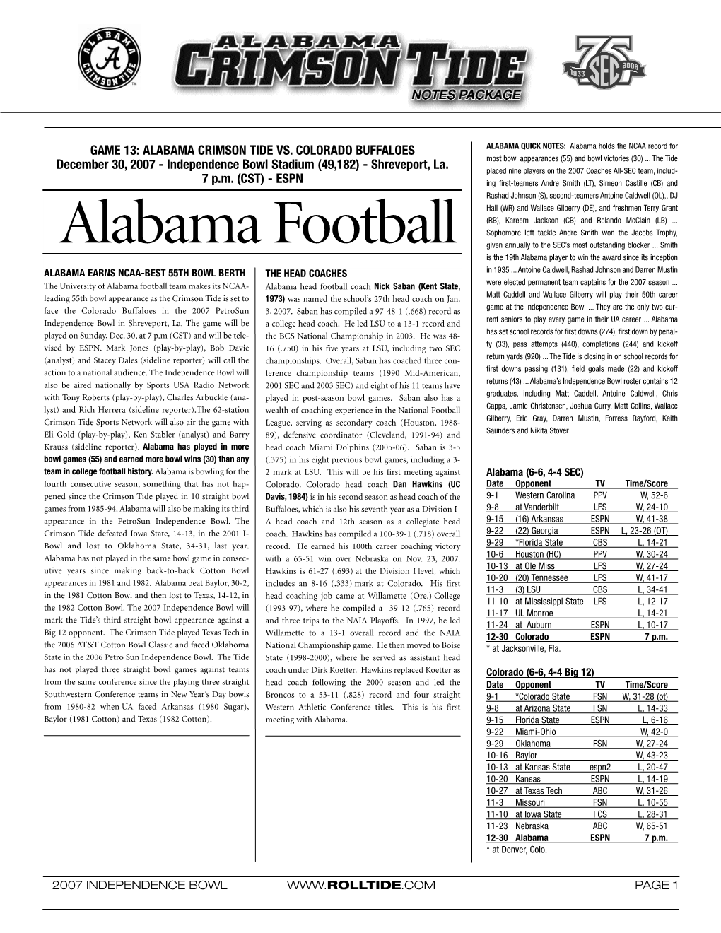 2007 Alabama Game Notes (Vs. Colorado).Qxp