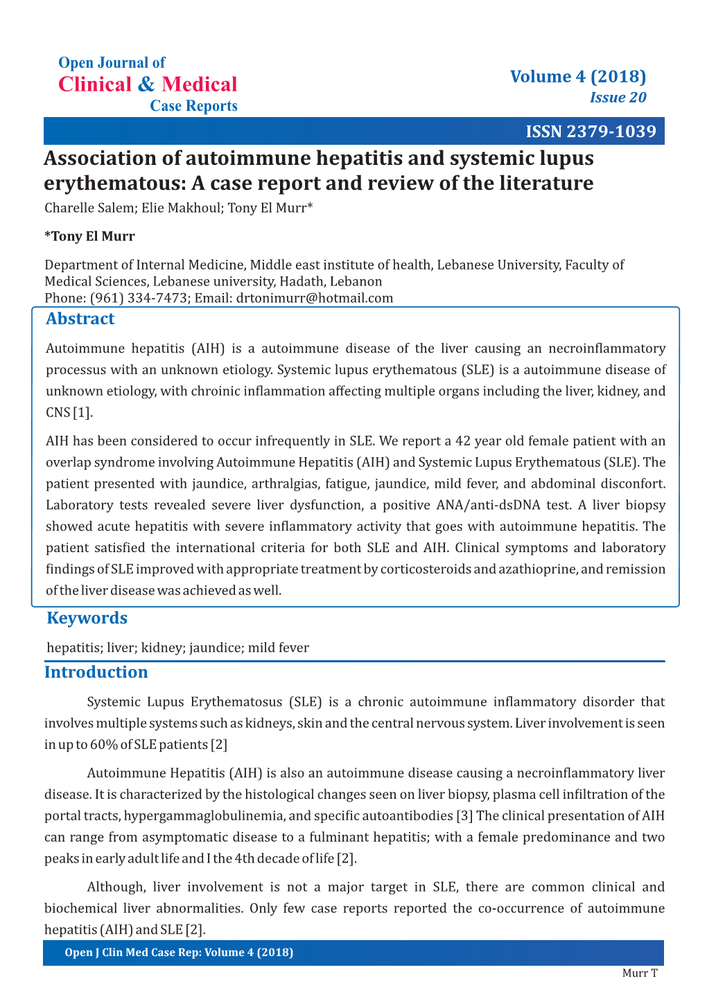 Association of Autoimmune Hepatitis and Systemic Lupus Erythematous