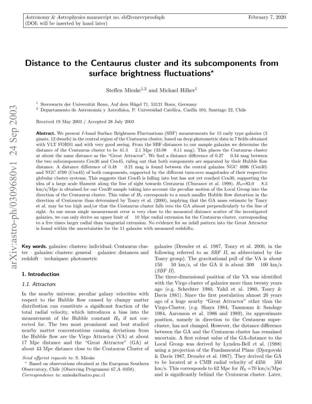 Distance to the Centaurus Cluster and Its Subcomponents from Surface Brightness Fluctuations