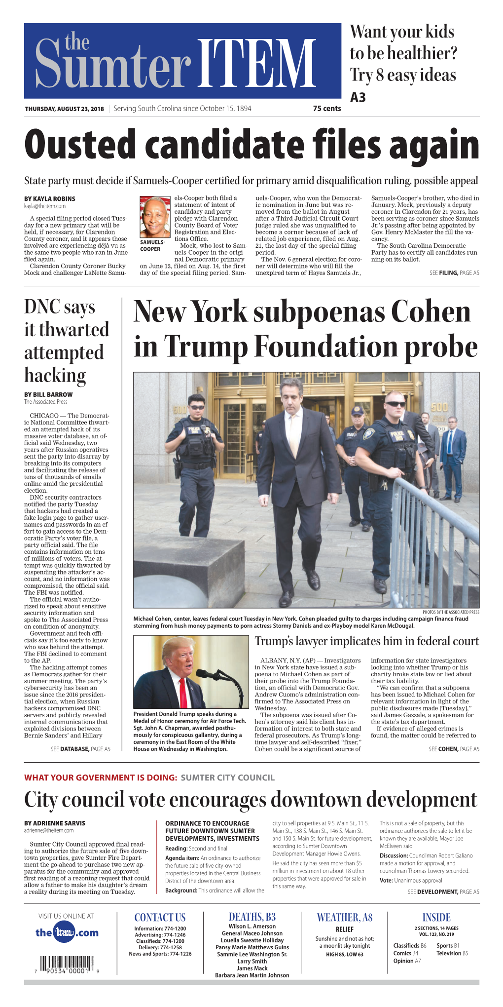 New York Subpoenas Cohen in Trump Foundation Probe