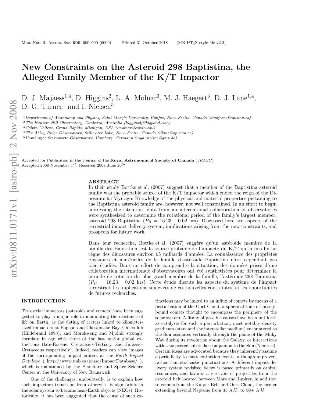 New Constraints on the Asteroid 298 Baptistina, the Alleged Family