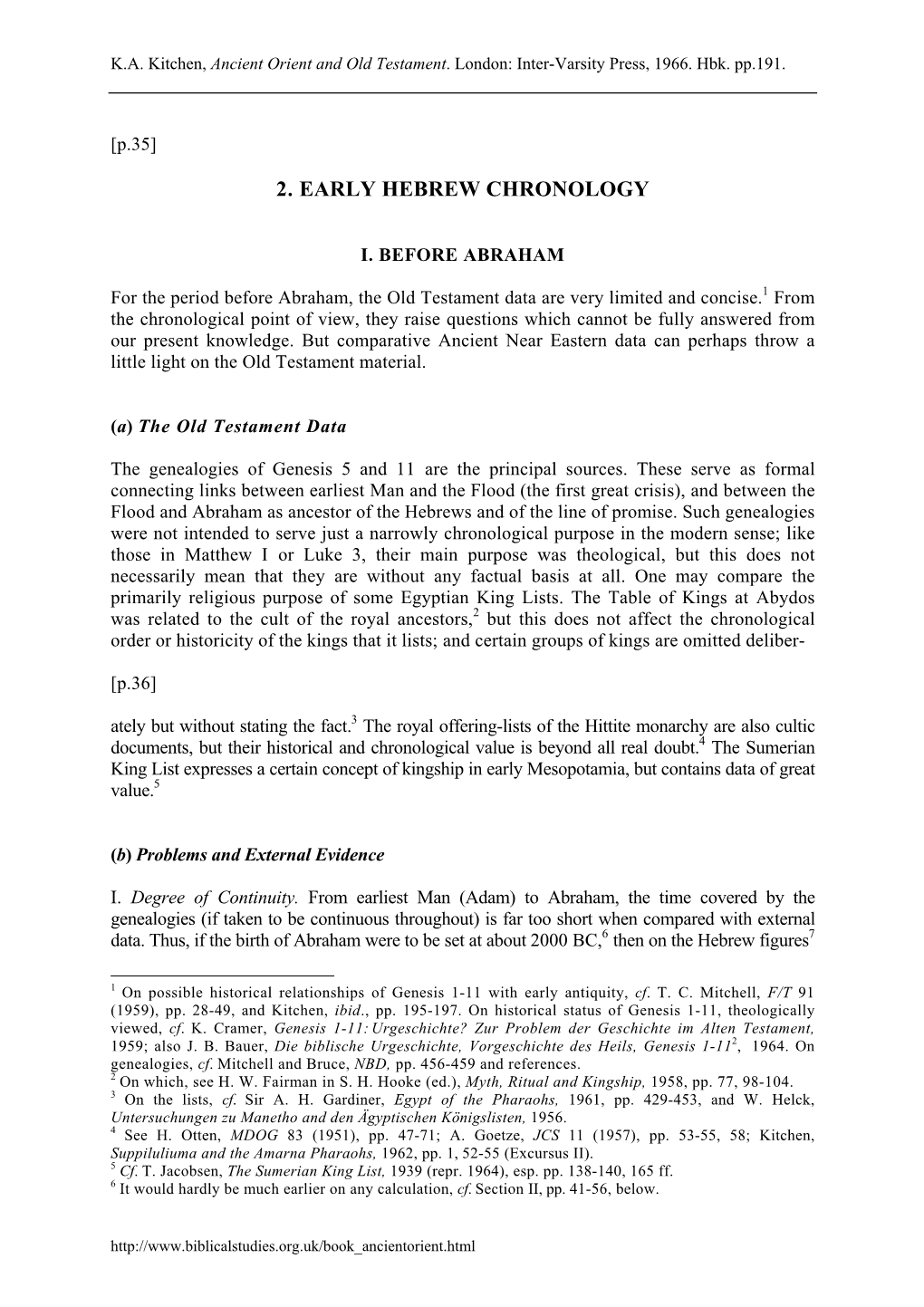 EARLY HEBREW CHRONOLOGY I Before Abraham