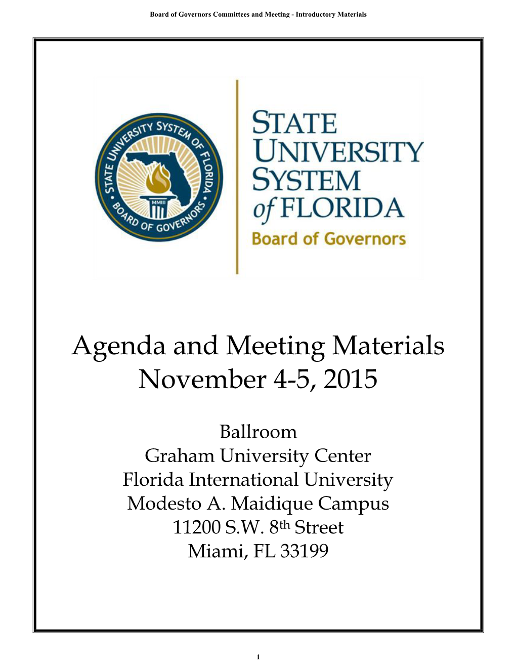 Agenda and Meeting Materials November 4-5, 2015
