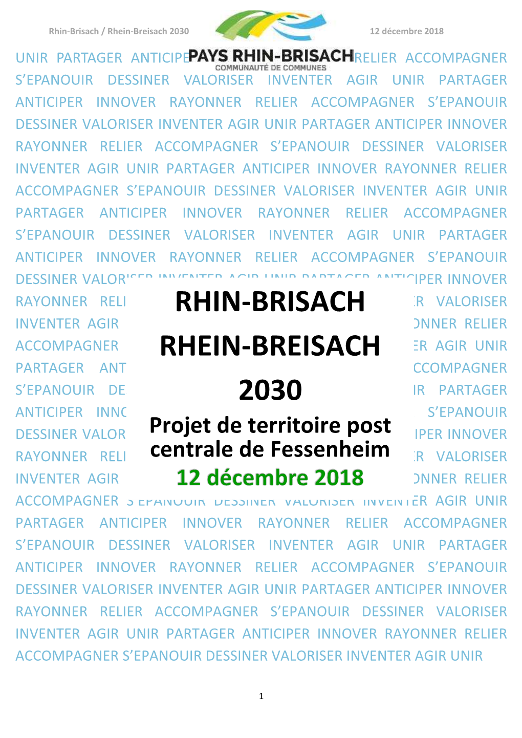 RHIN-BRISACH RHEIN-BREISACH 2030 Projet De Territoire Post Centrale De Fessenheim