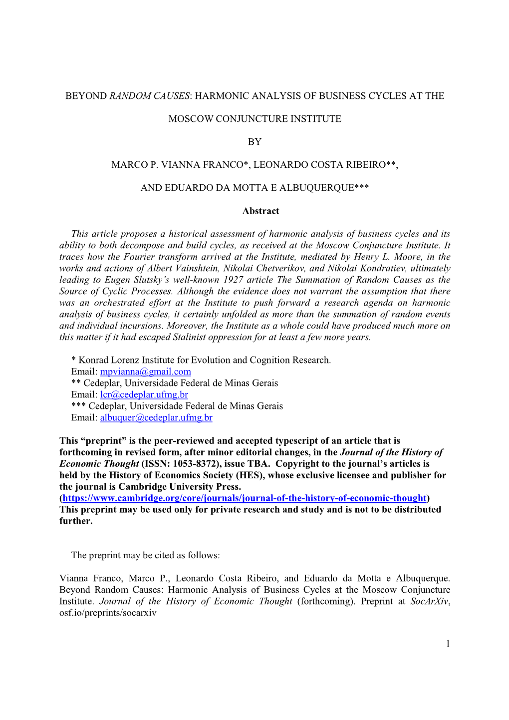 1 Beyond Random Causes: Harmonic Analysis Of