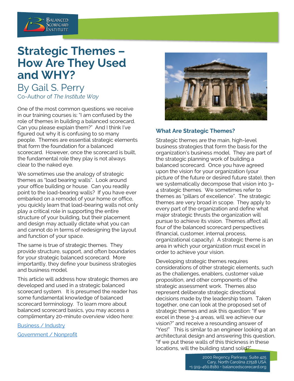 Strategic Themes – How Are They Used and WHY? by Gail S