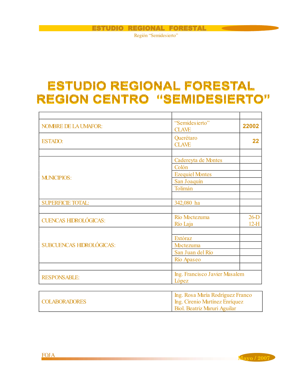 Estudio Regional Foresta Ll