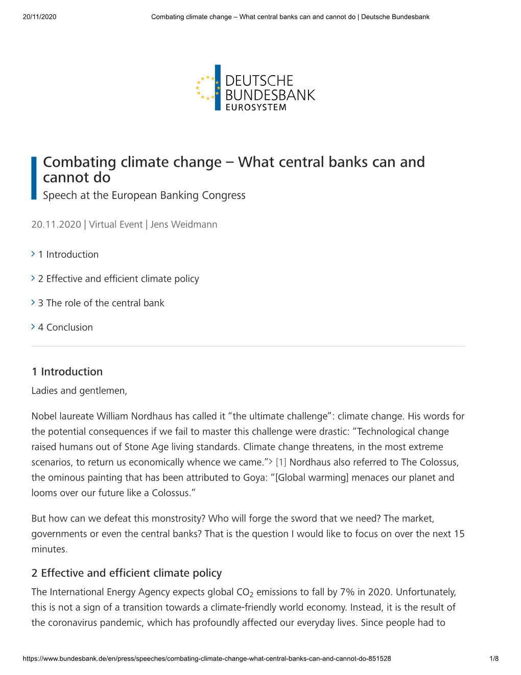 Jens Weidmann: Combating Climate Change – What Central Banks Can