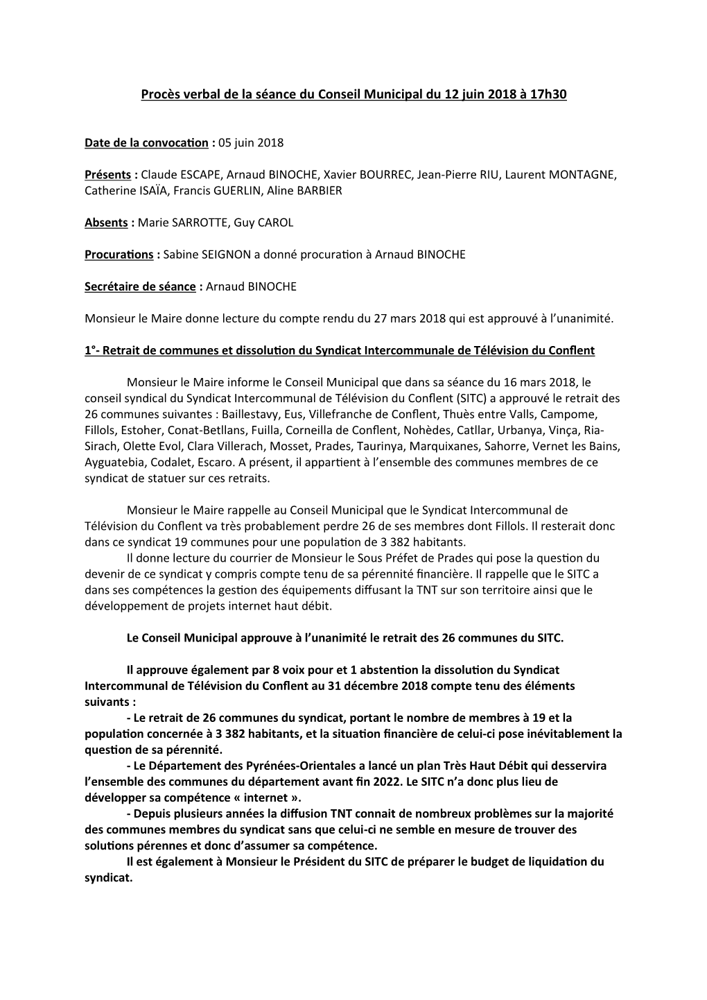 PV Conseil Municipal Du 12 Juin 2018 À 17H30.Docx