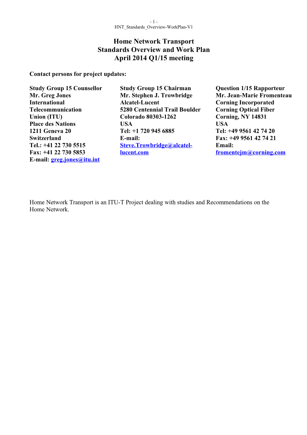 HNT Standards Overview-Workplan-V1