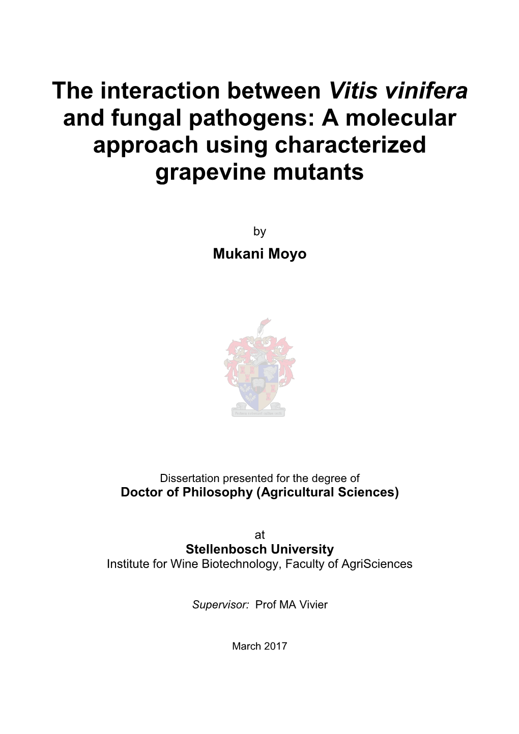 The Interaction Between Vitis Vinifera and Fungal Pathogens: a Molecular Approach Using Characterized Grapevine Mutants