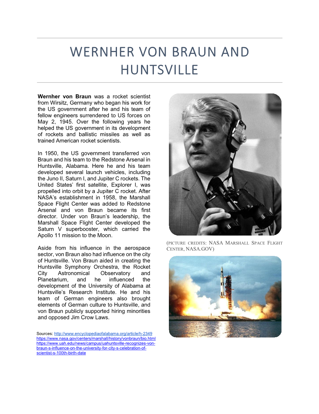 Wernher Von Braun and Huntsville