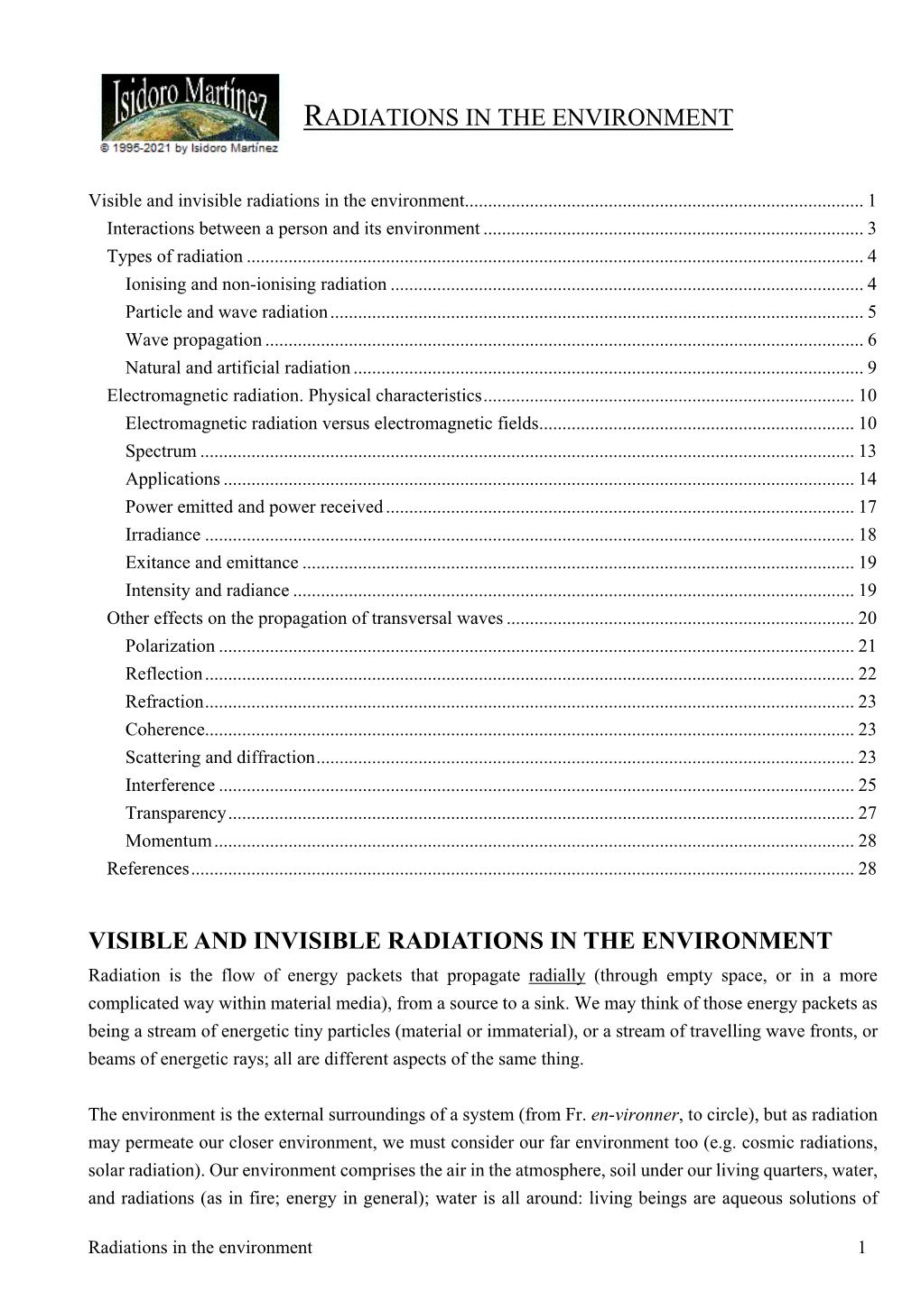 Radiations in the Environment