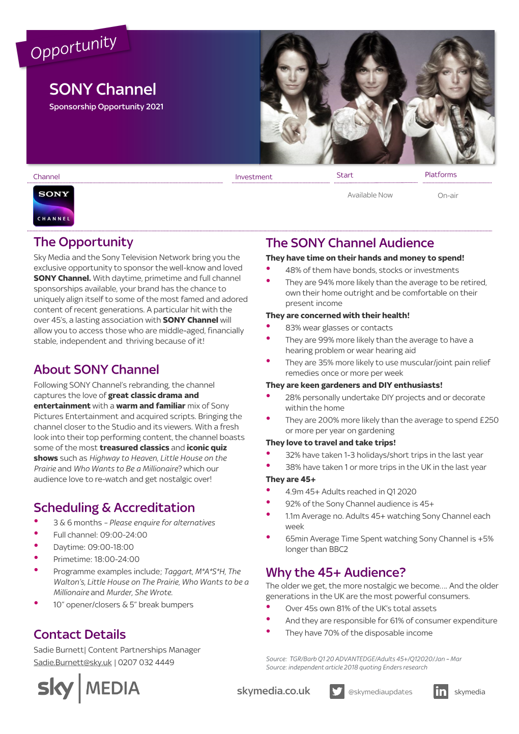 SONY Channel Sponsorship Opportunity 2021