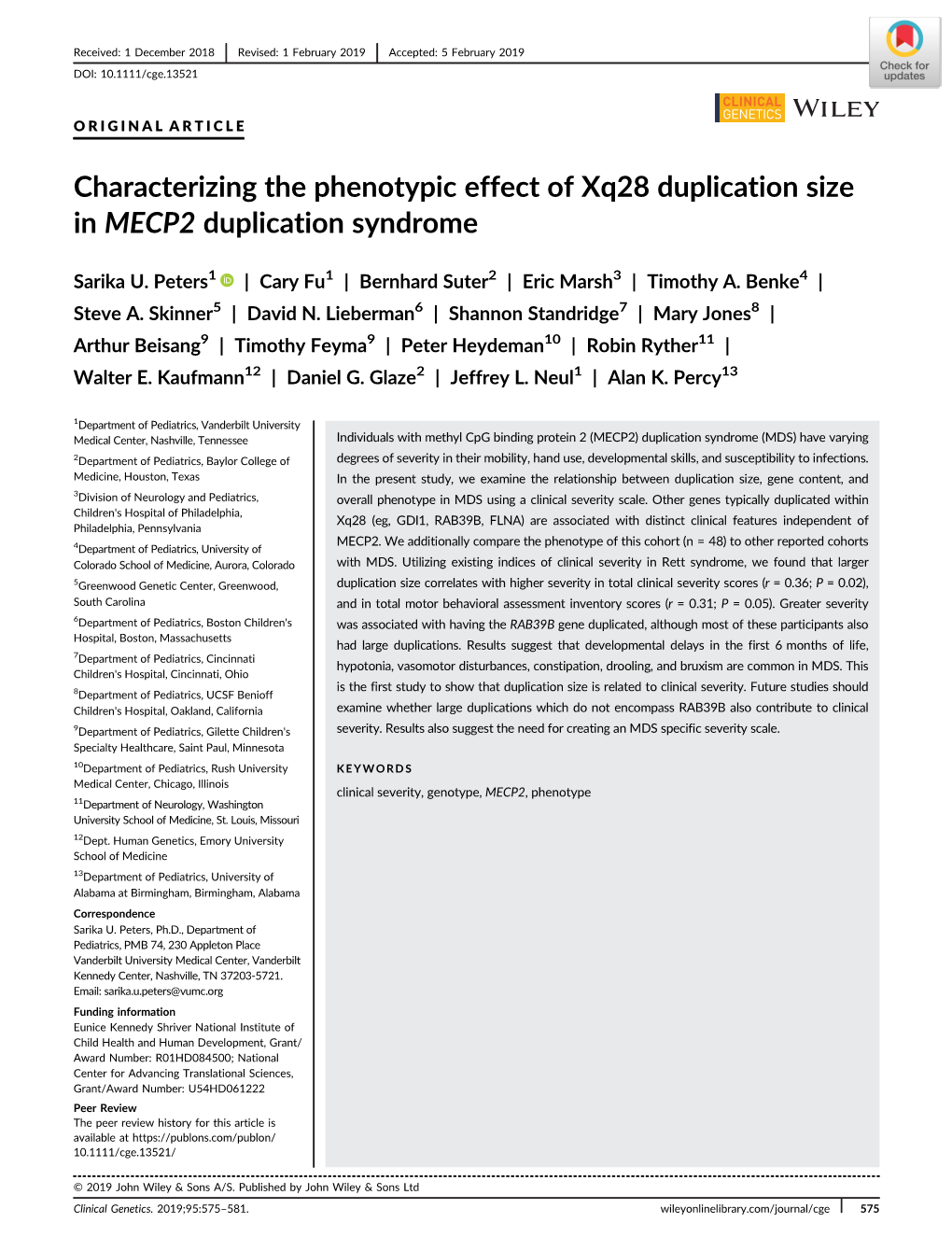 Characterizing the Phenotypic Effect of Xq28 Duplication Size in MECP2 Duplication Syndrome
