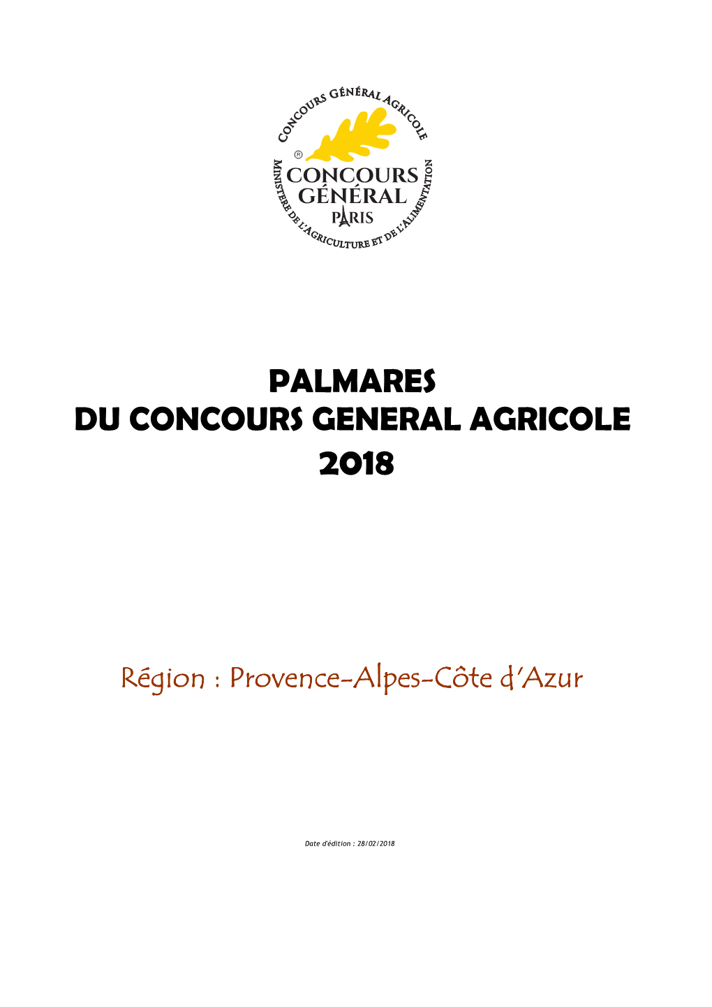 Palmarès Du Concours Général Agricole