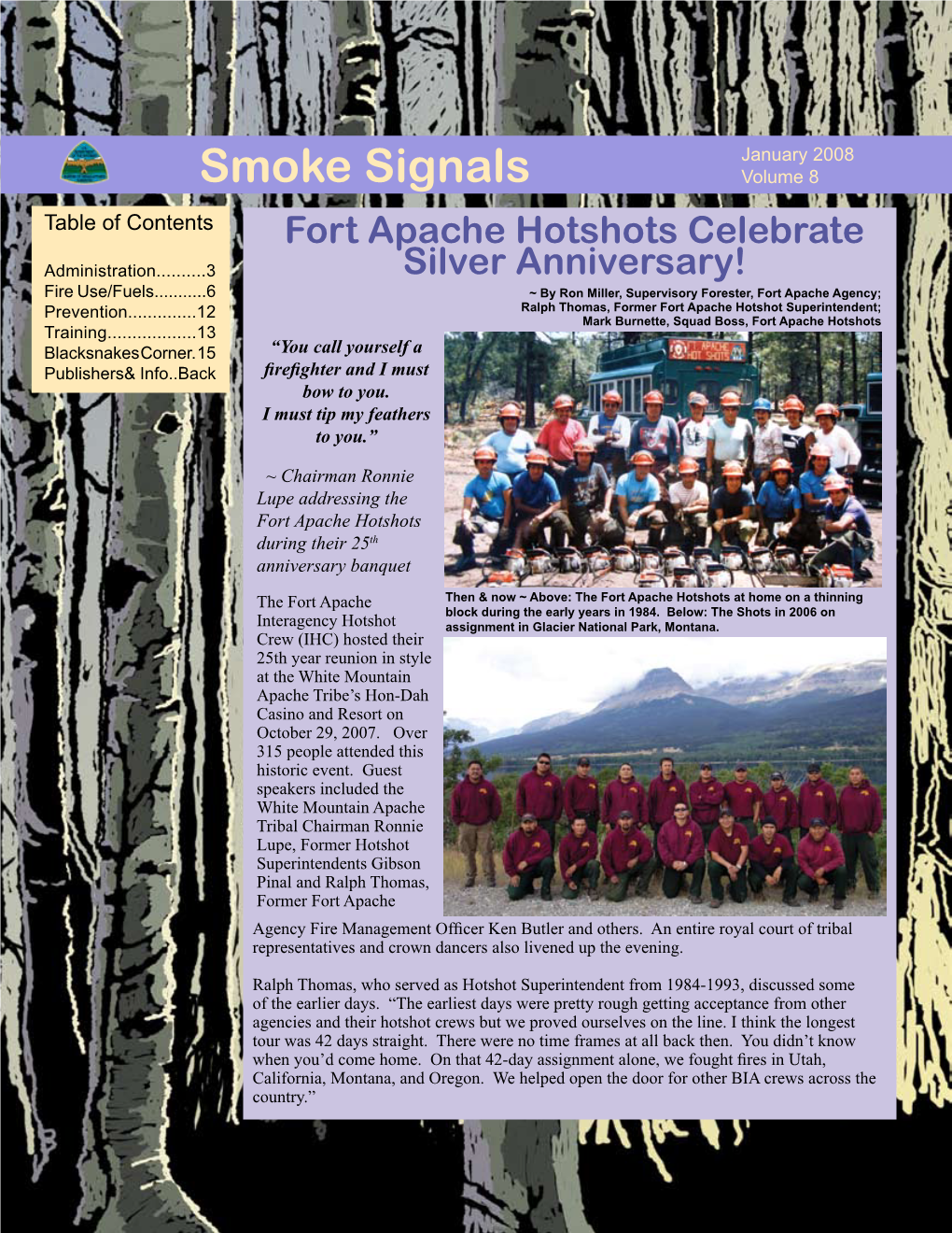 Smoke Signals Volume 8 Table of Contents Fort Apache Hotshots Celebrate Administration