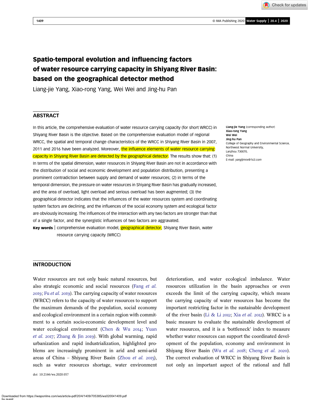 Spatio-Temporal Evolution and Influencing Factors of Water