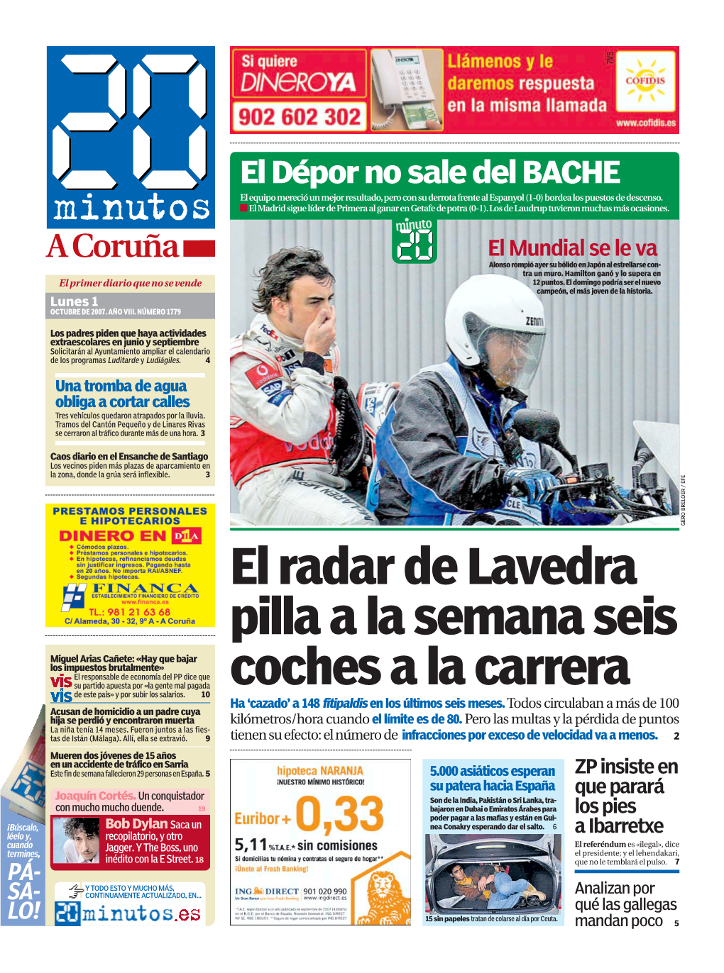 El Radar De Lavedra Pilla a La Semana Seis Coches a La Carrera