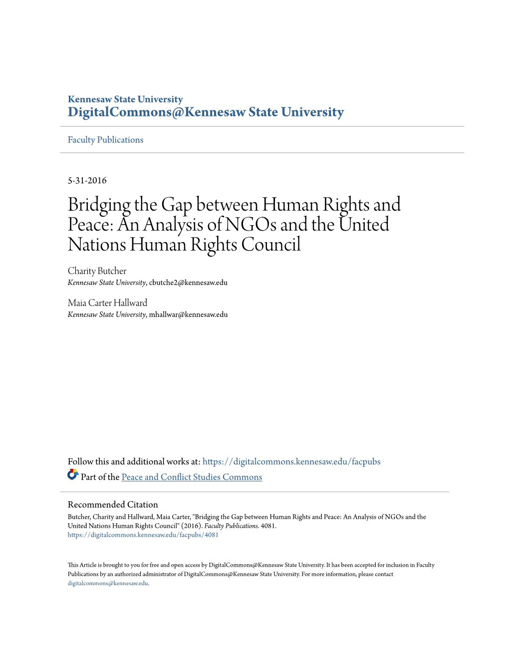 Bridging the Gap Between Human Rights and Peace