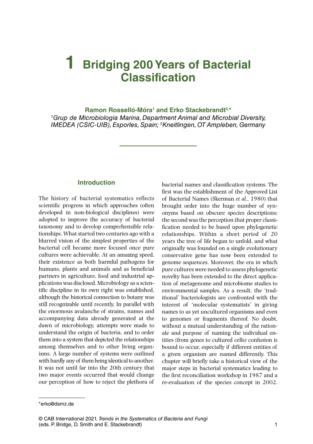 1 Bridging 200 Years of Bacterial Classification