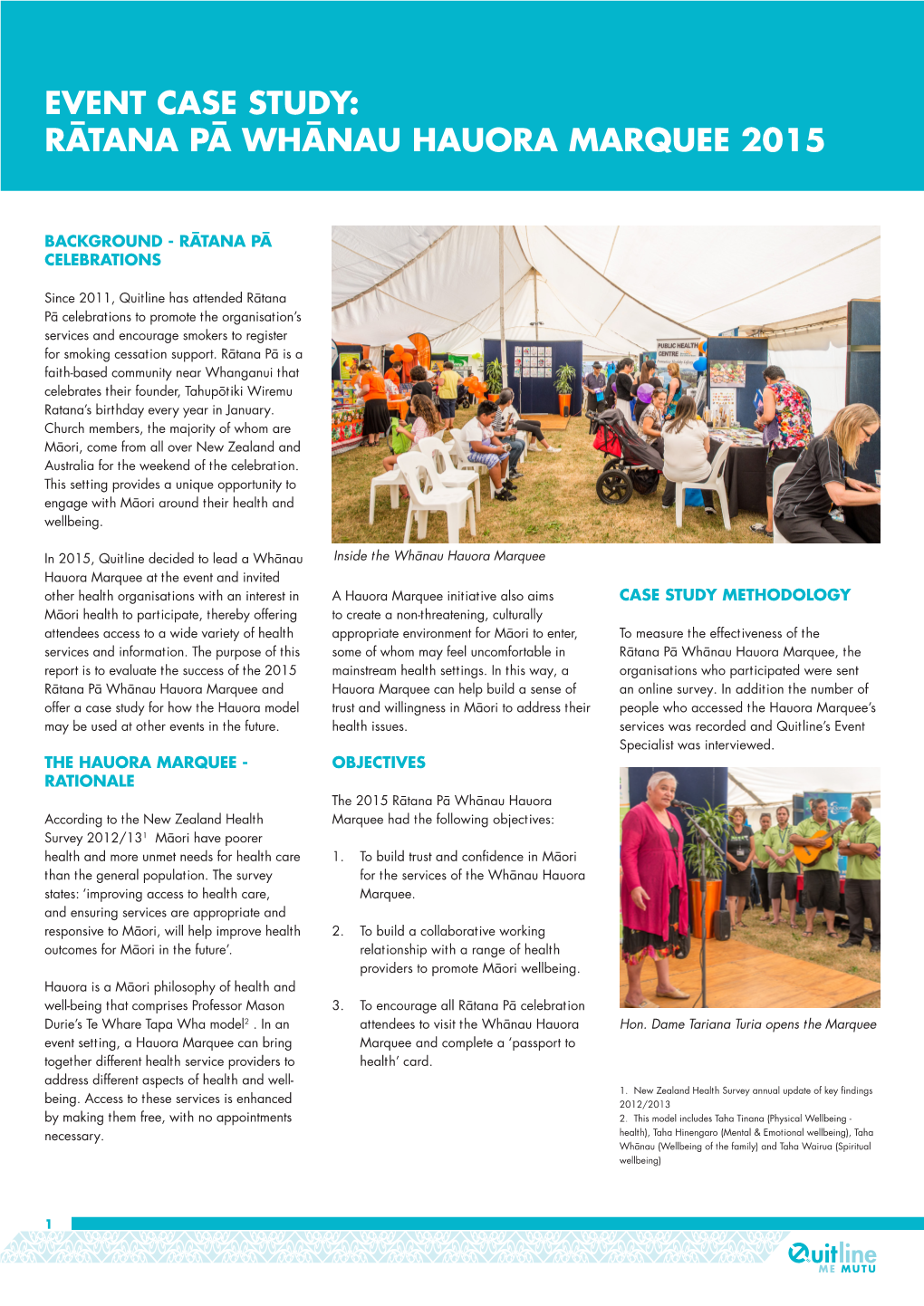 Event Case Study: Rātana Pā Whānau Hauora Marquee 2015