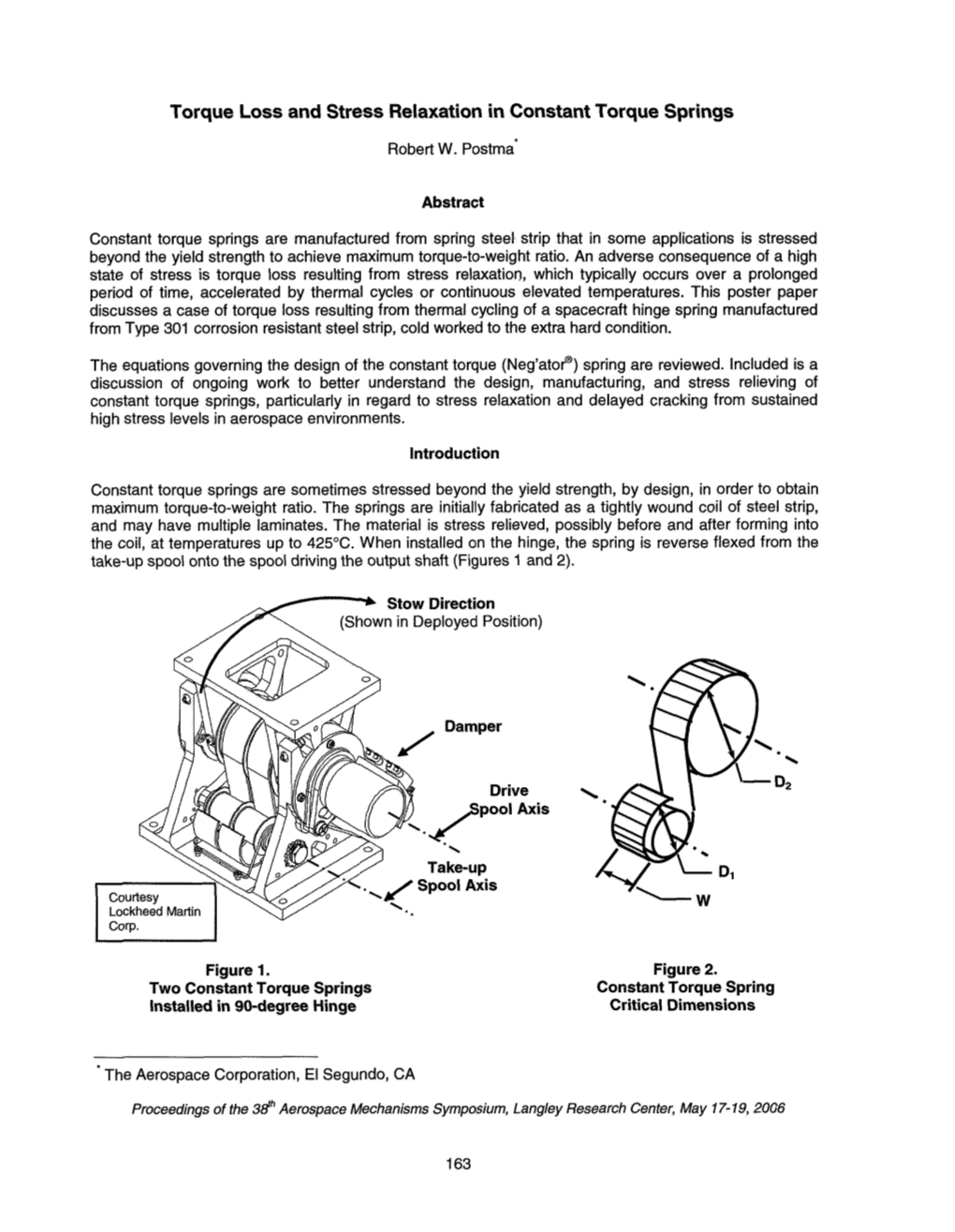 Torque Loss and Stress Relaxation in Constant Torque Springs