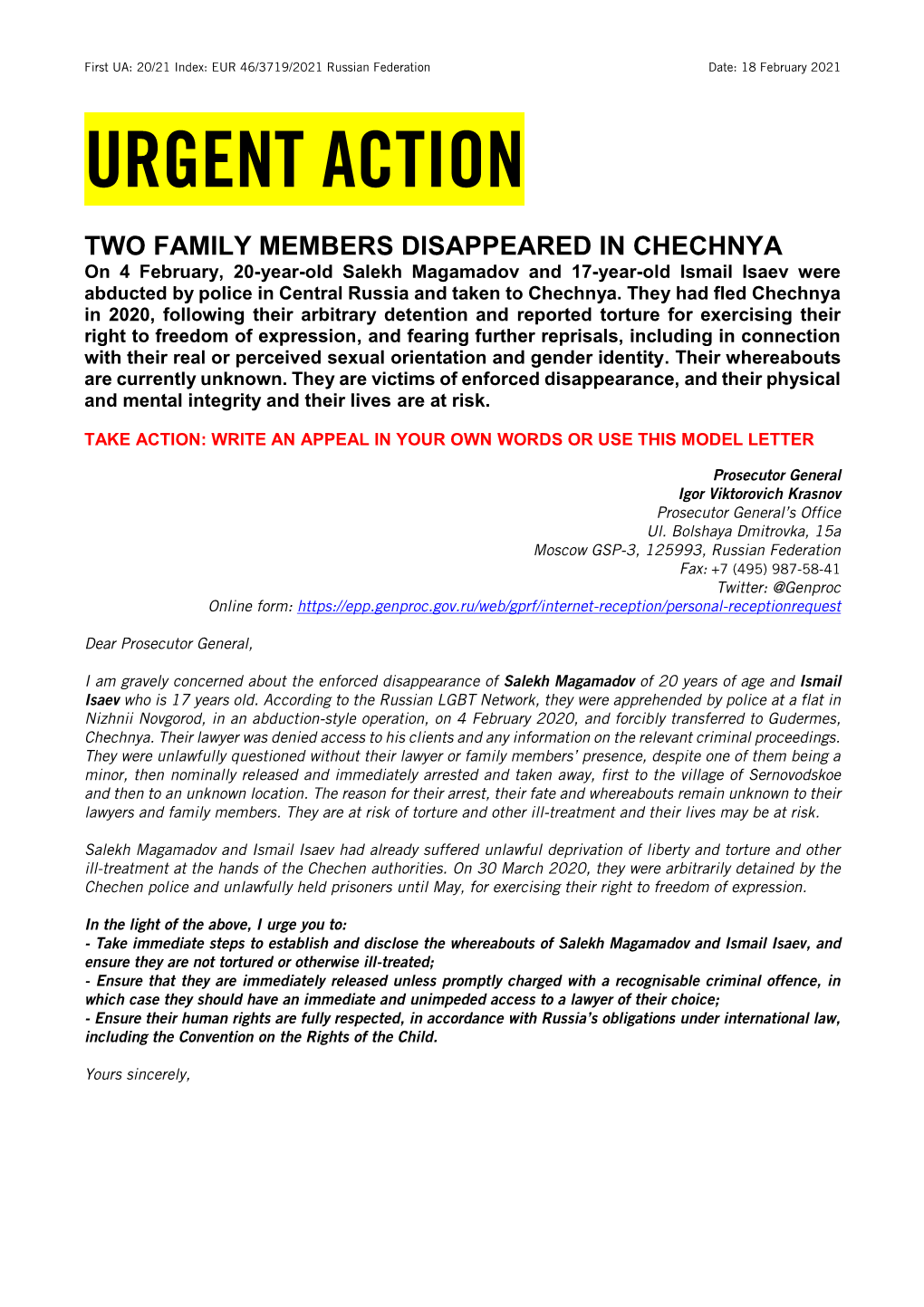 Salekh Magamadov and Ismail Isaev Had Already Suffered Unlawful Deprivation of Liberty and Torture and Other Ill-Treatment at the Hands of the Chechen Authorities