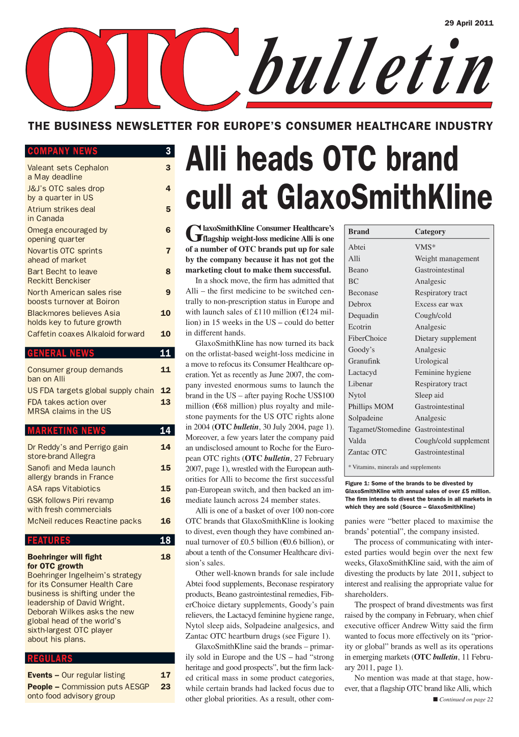 Alli Heads OTC Brand Cull at Glaxosmithkline