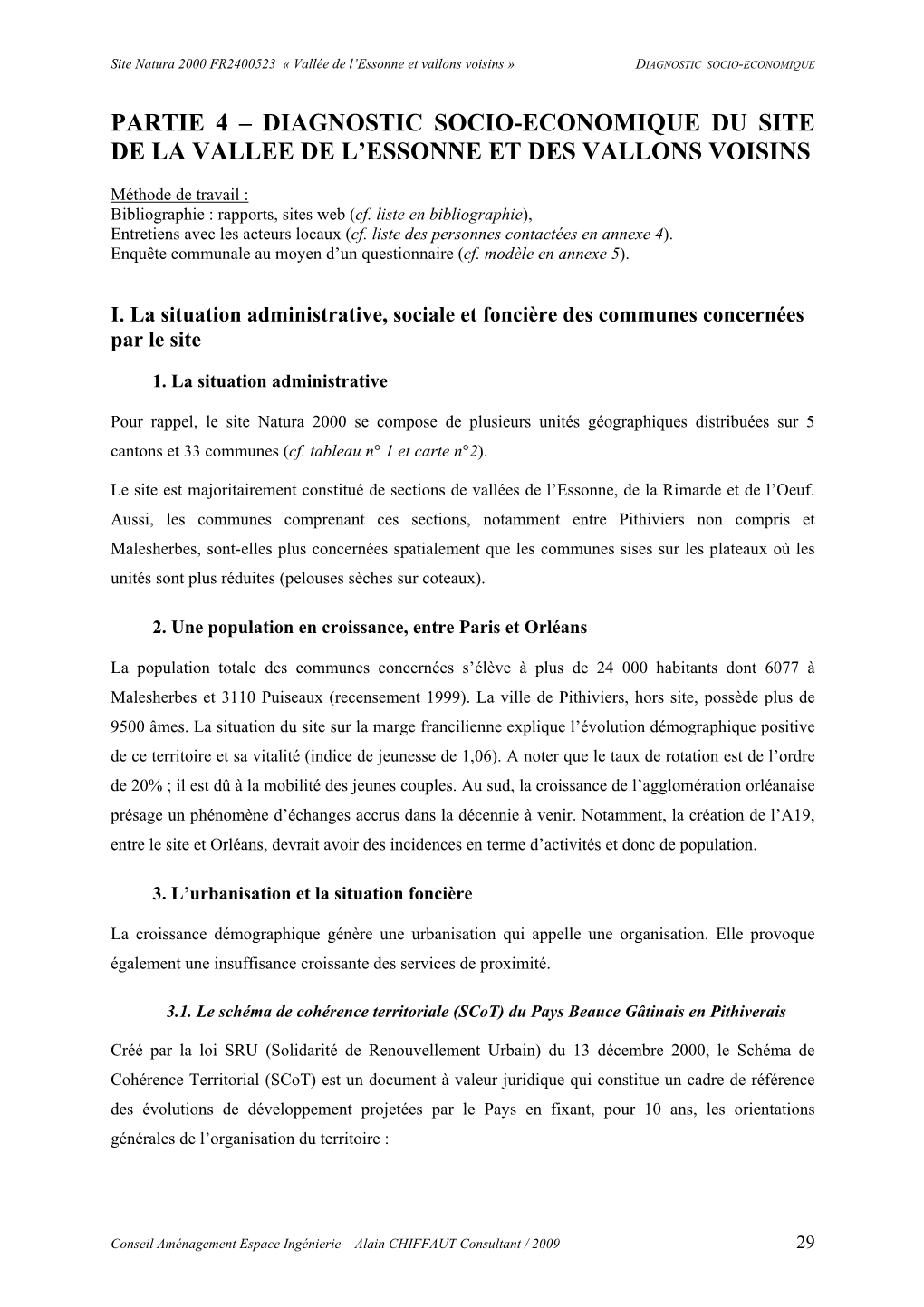 Partie 4 – Diagnostic Socio-Economique Du Site De La Vallee De L’Essonne Et Des Vallons Voisins