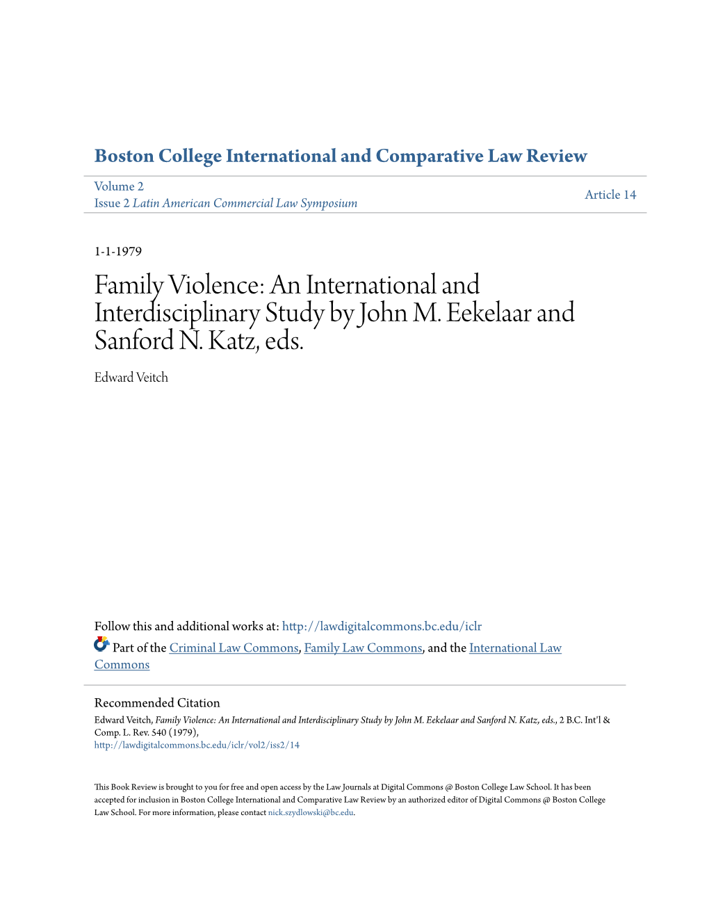 Family Violence: an International and Interdisciplinary Study by John M