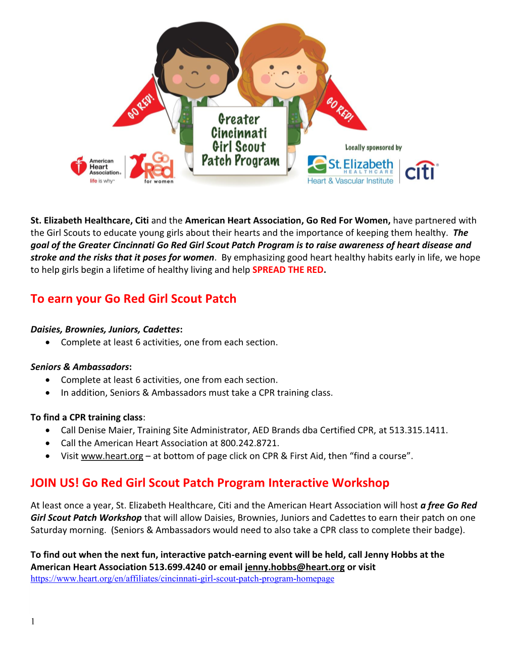 Go Red Girl Scout Patch Program Interactive Workshop