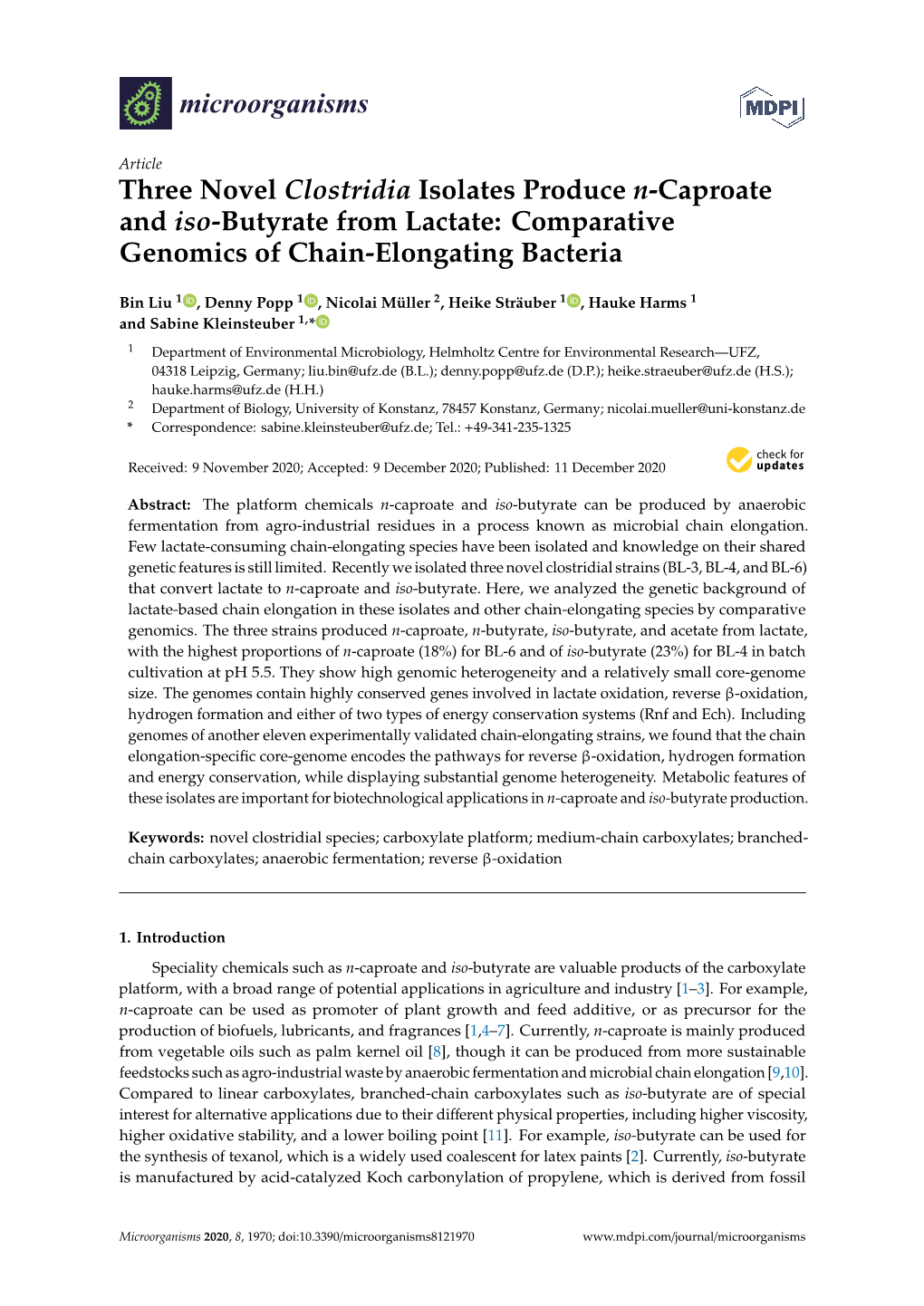 Three Novel Clostridia Isolates Produce N-Caproate and Iso-Butyrate from Lactate: Comparative Genomics of Chain-Elongating Bacteria