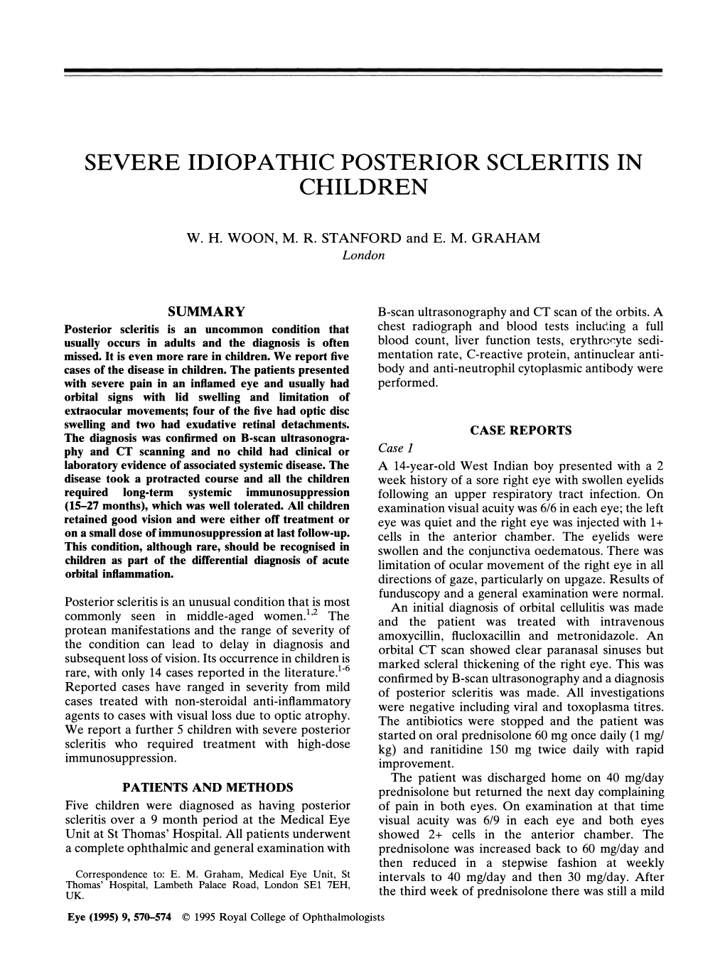 Severe Idiopathic Posterior Scleritis in Children