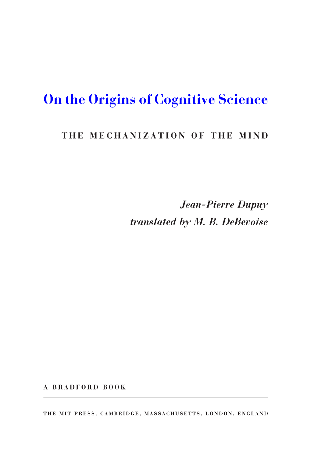 On the Origins of Cognitive Science