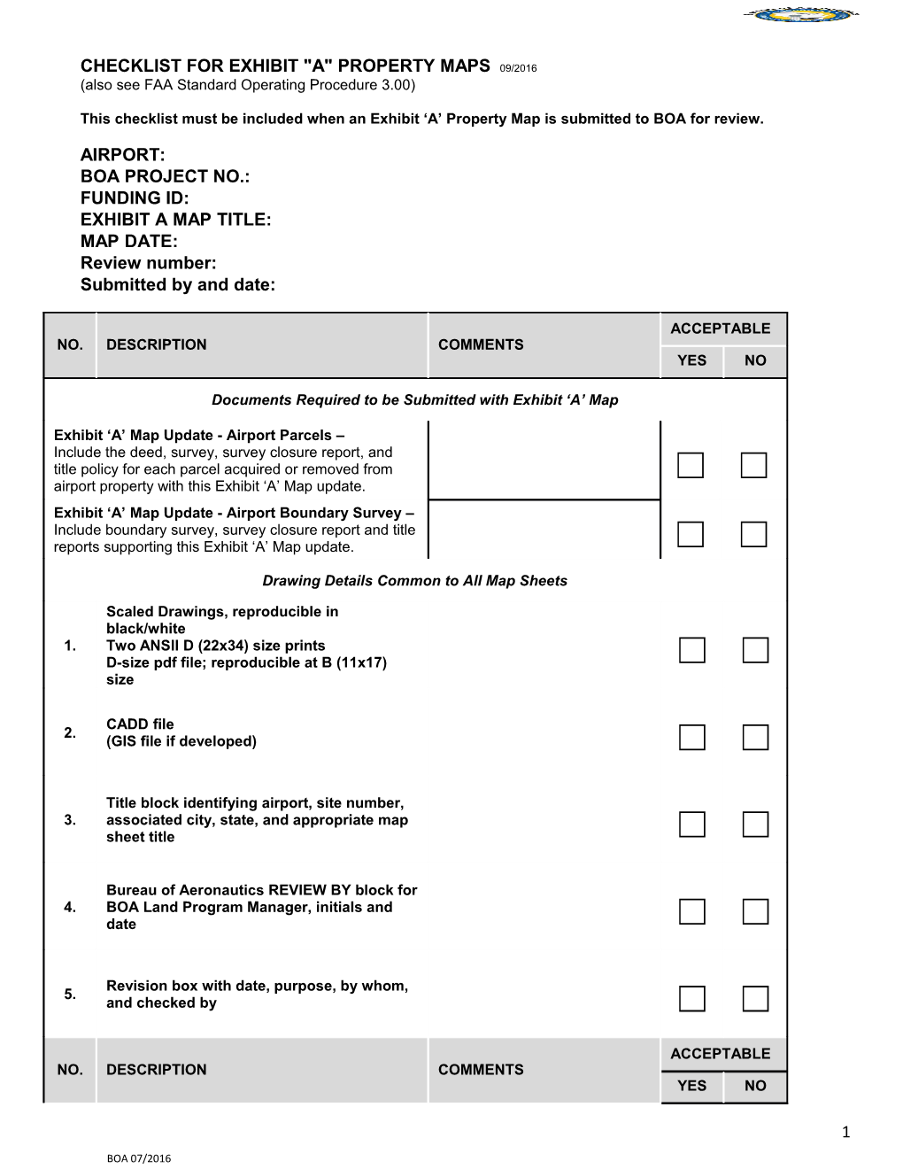 Checklist for Exhibit a Property Maps