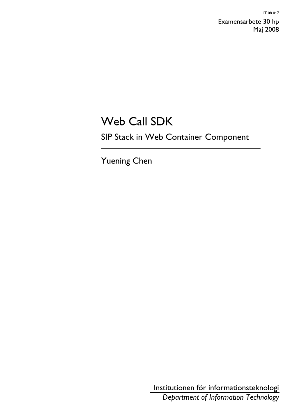 Web Call SDK SIP Stack in Web Container Component