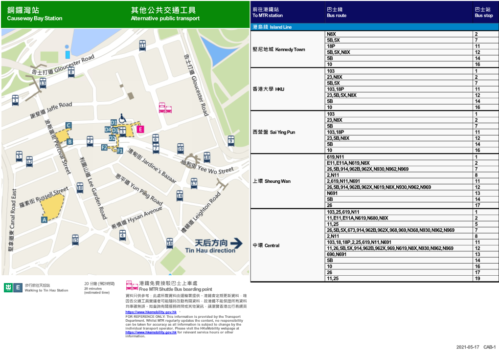 Causeway Bay Station E-Passenger Guide