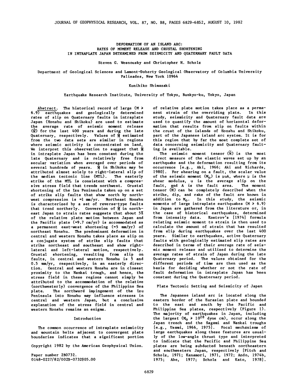 Deformation of an Island Arc: Rates of Moment Release