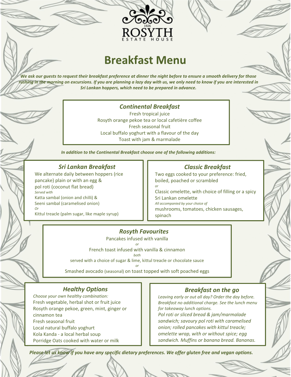 Breakfast Menu