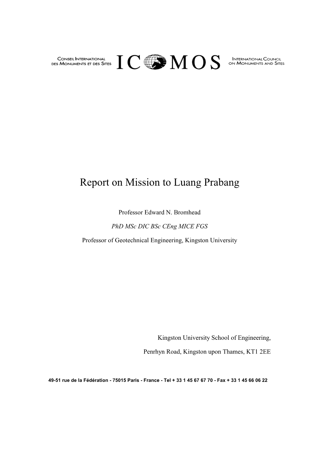 Report on Mission to Luang Prabang