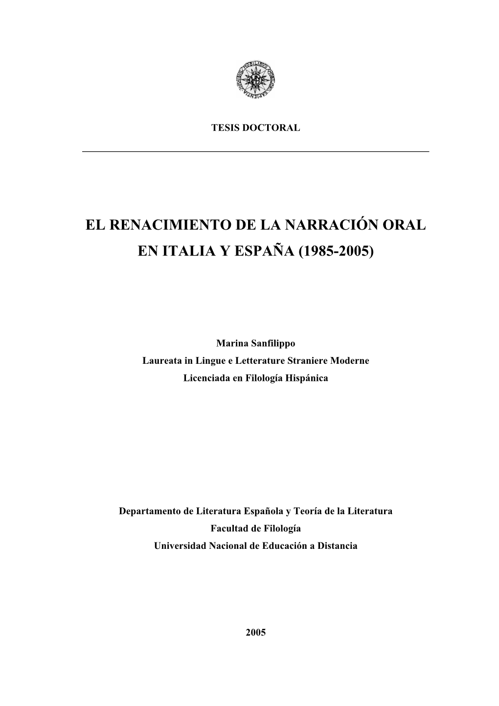 El Renacimiento De La Narración Oral En Italia Y España (1985-2005)