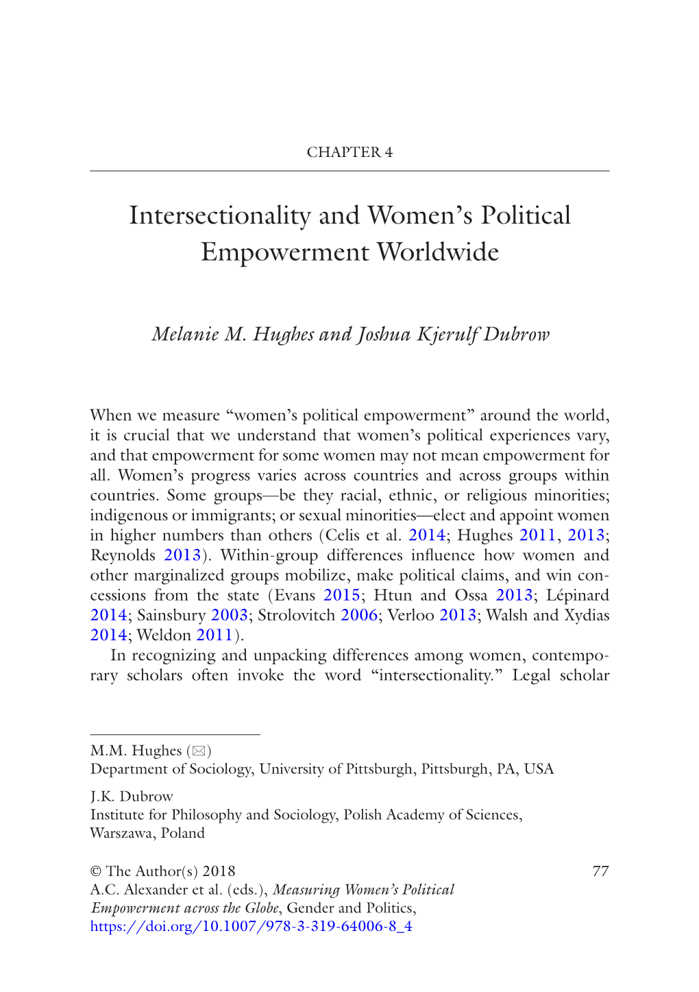 Intersectionality and Women's Political Empowerment Worldwide